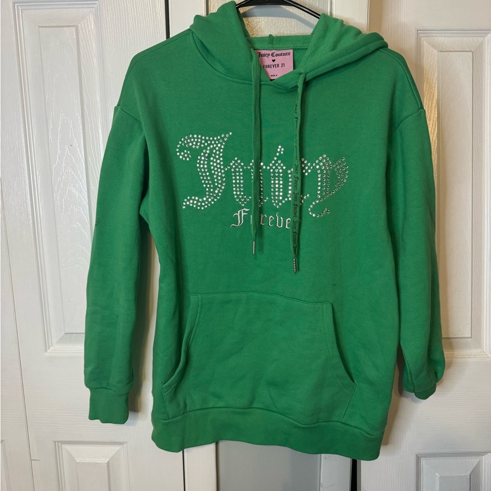 Juicy Couture Vibrant Green Hoodie with Rhinestone Logo